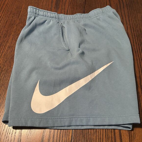 VTG Nike SWOOSH LOGO Cotton Sweat Shorts men's size XL Black tag  Blue - Picture 1 of 11
